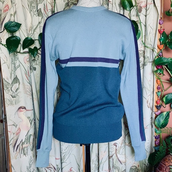 Vintage 90s Racing Stripe Wool Sweater Large Skater Grunge Alternative Style - Picture 2 of 8